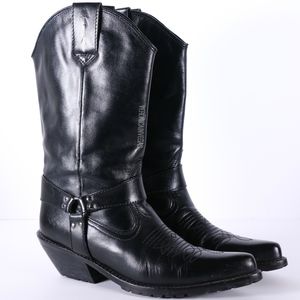 MAYA BLACK LEATHER COWBOY BOOTS SIZE 7